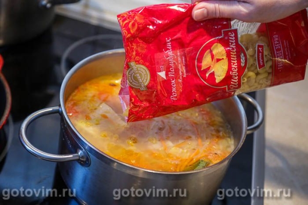 Щи с мясом, молодой капустой и макаронами Щи с мясом, молодой капустой и макаронами