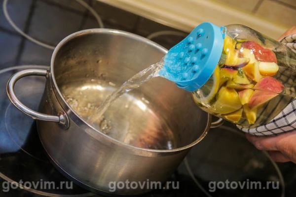 Компот мохито с яблоками, мятой и лимоном Компот мохито с яблоками, мятой и лимоном