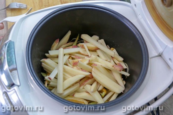 Отбивные из свинины со сванской солью и гарниром в мультиварке