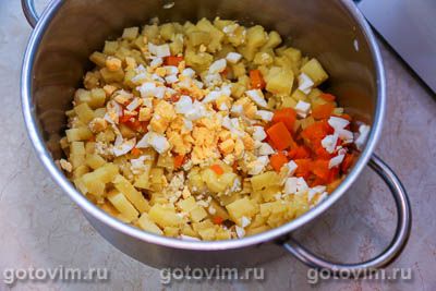 Оливье с копченой рыбой 