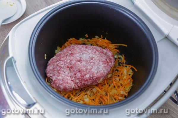 Гречка с фаршем в мультиварке
