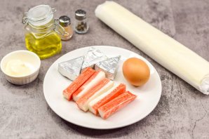 Закуска "Ракушки" из слоёного теста с крабовыми палочками Закуска "Ракушки" из слоёного теста с крабовыми палочками