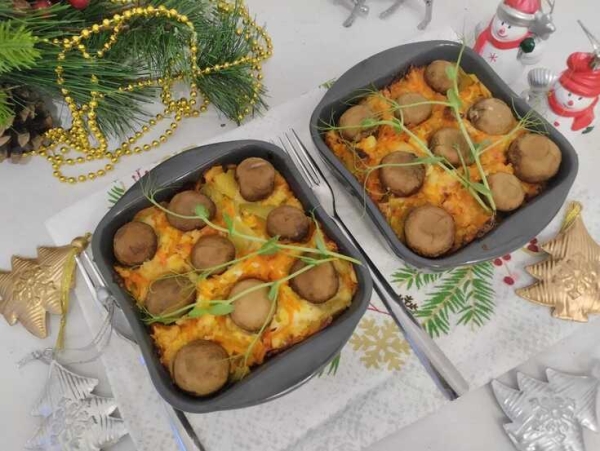 Запеченный картофель с шампиньонами