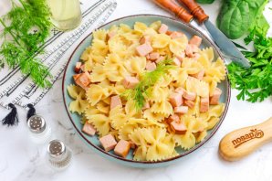 Макароны с колбасой на сковороде Макароны с колбасой на сковороде