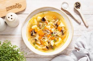 Постный грибной суп из замороженных грибов