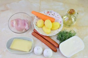 Сырный суп с копченостями Сырный суп с копченостями