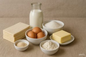 Торт "Наполеон" из слоёного теста Торт "Наполеон" из слоёного теста