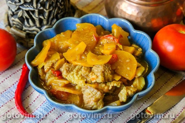 Карри из свинины с репой и перцем чили Карри из свинины с репой и перцем чили