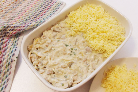 Картофель под жюльеном с курицей и грибами Картофель под жюльеном с курицей и грибами