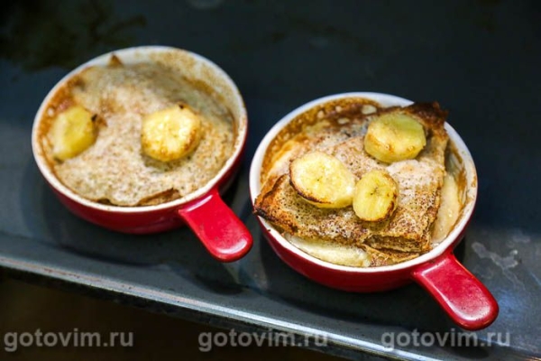Порционная запеканка из блинов с бананами Порционная запеканка из блинов с бананами