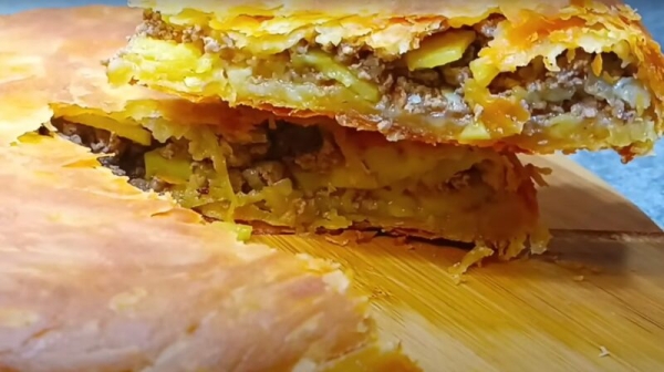Лезгинский слоеный пирог с мясом и картофелем. Хрустит на весь дом