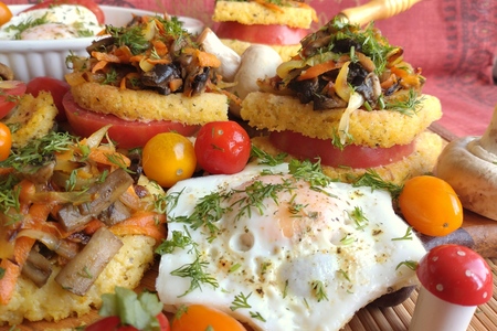 Закуска из овощей и грибов на поленте Закуска из овощей и грибов на поленте