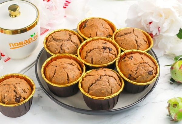 Шоколадные маффины с шоколадной крошкой Шоколадные маффины с шоколадной крошкой