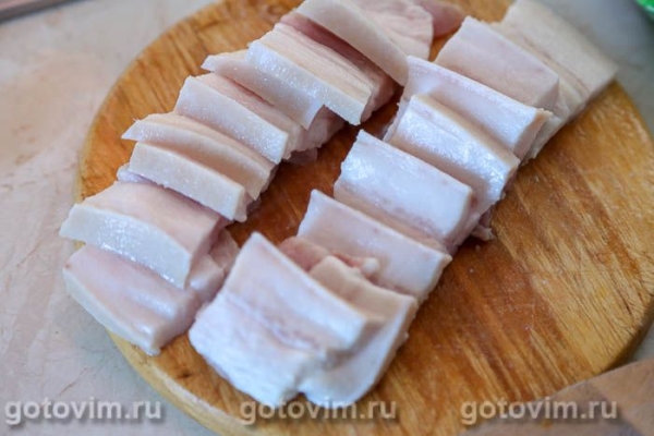 Шашлык из печени с салом