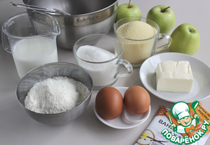 Манник на кефире с яблоками