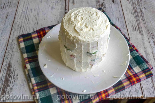 Бутербродный торт с красной рыбой