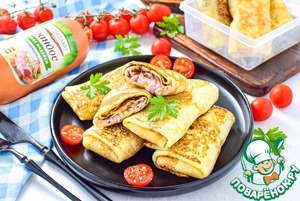 Блины с начинкой из колбасы и сыра Блины с начинкой из колбасы и сыра