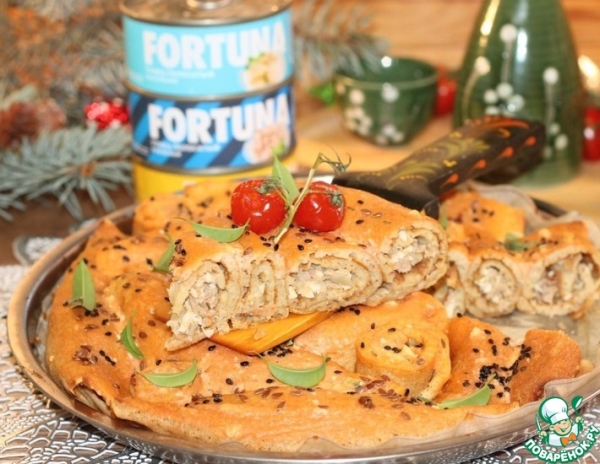 Блинный пирог с тунцом Блинный пирог с тунцом