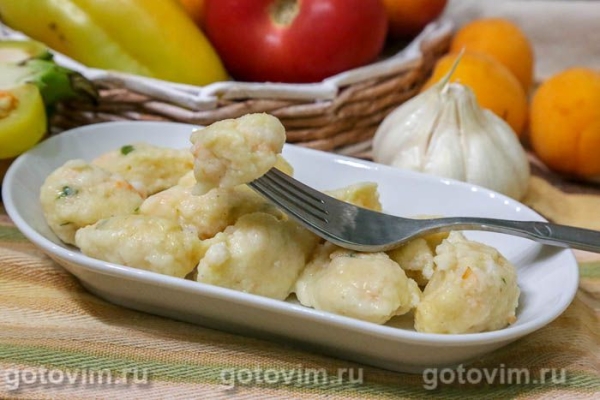 Клецки из манки с креветками Клецки из манки с креветками