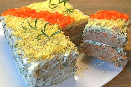 Печеночный торт (без майонеза) Печеночный торт (без майонеза)