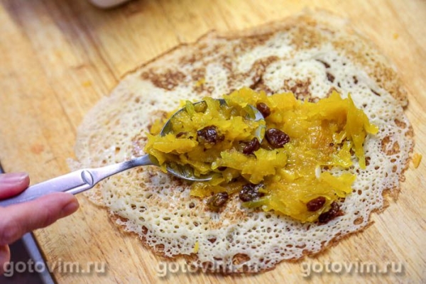 Запеканка из блинов с тыквой, изюмом и мёдом Запеканка из блинов с тыквой, изюмом и мёдом