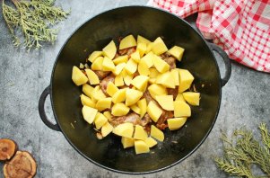 Индейка с картошкой и шампиньонами Индейка с картошкой и шампиньонами