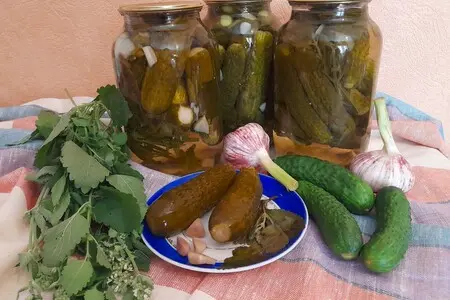 Маринованные огурцы с мятой Маринованные огурцы с мятой