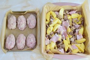 Котлеты из индейки с картофелем и грибами Котлеты из индейки с картофелем и грибами
