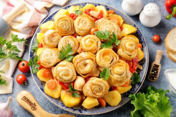 Штрули с курицей и картошкой Штрули с курицей и картошкой