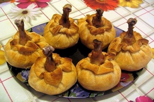 Куриные ножки в мешочке с картофелем и грибами
