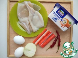 Фаршированный кальмар с творожным сыром