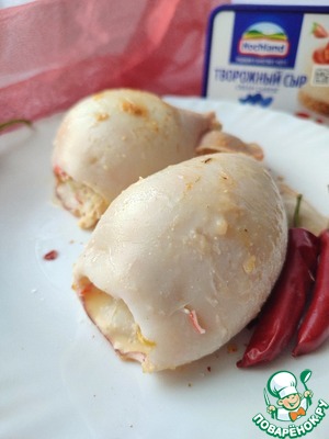 Фаршированный кальмар с творожным сыром