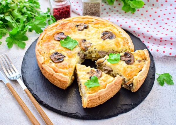 Киш с курицей и грибами Киш с курицей и грибами