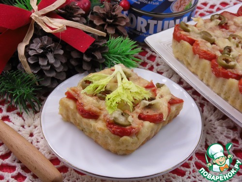 Картофельный пирог с фаршированными тунцом черри Картофельный пирог с фаршированными тунцом черри