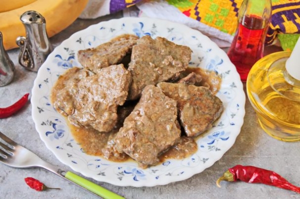 Говяжья печень в банановом соусе Говяжья печень в банановом соусе