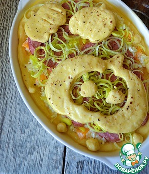 Пирог с рисом, тыквой и колбасой Пирог с рисом, тыквой и колбасой