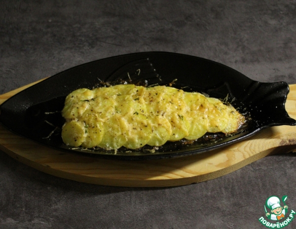 Филе сибаса под чешуёй из картофеля Филе сибаса под чешуёй из картофеля