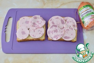 Французский сэндвич с колбасой Французский сэндвич с колбасой