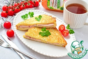 Французский сэндвич с колбасой Французский сэндвич с колбасой