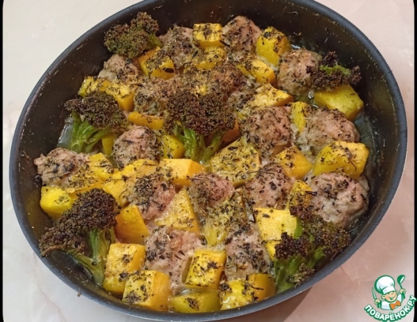 Фрикадельки, запеченные с тыквой Фрикадельки, запеченные с тыквой