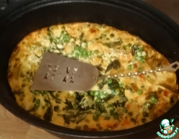Фриттата с горошком, шпинатом и чеддером Фриттата с горошком, шпинатом и чеддером