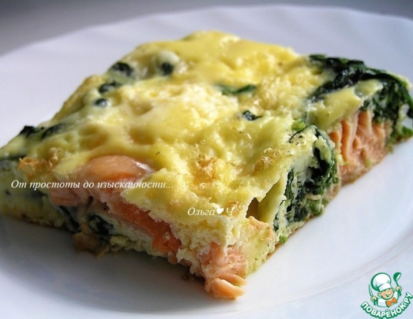 Фриттата с лососем и шпинатом Фриттата с лососем и шпинатом