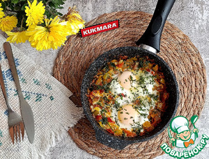 Глазунья с овощами ассорти на сале Глазунья с овощами ассорти на сале