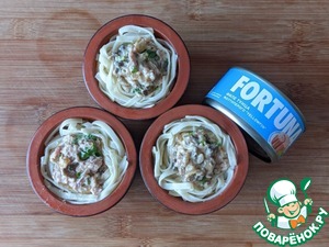 Гнёзда, фаршированные тунцом и шампиньонами Гнёзда, фаршированные тунцом и шампиньонами