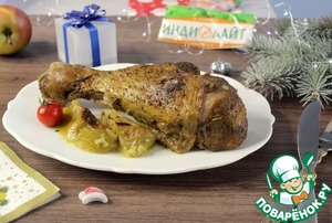 Голень индейки с яблоками Голень индейки с яблоками