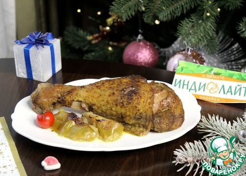 Голень индейки с яблоками Голень индейки с яблоками
