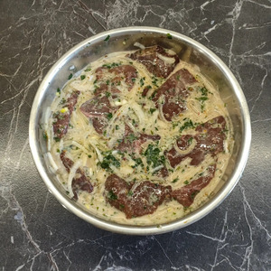 Говяжья печень в жировой сетке