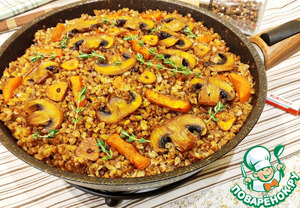 Гречка по-купечески с индейкой и грибами