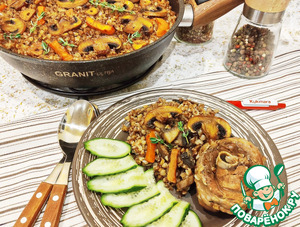 Гречка по-купечески с индейкой и грибами