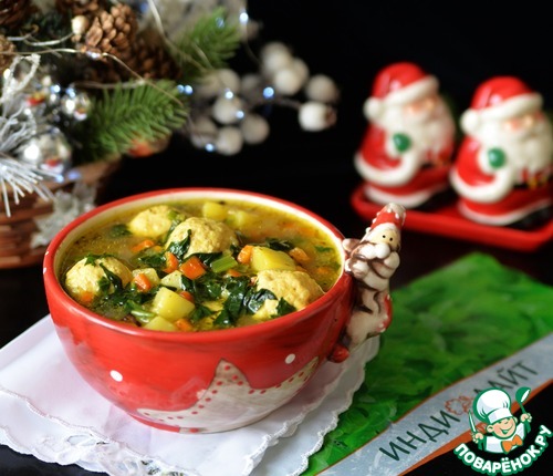 Густая похлёбка с фрикадельками и шпинатом Густая похлёбка с фрикадельками и шпинатом